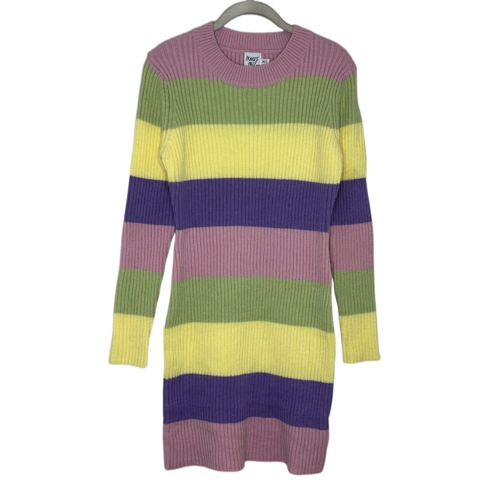 Princess Polly Sweater Dress Womens M / L Colorful Knit Bodycon Crew Neck